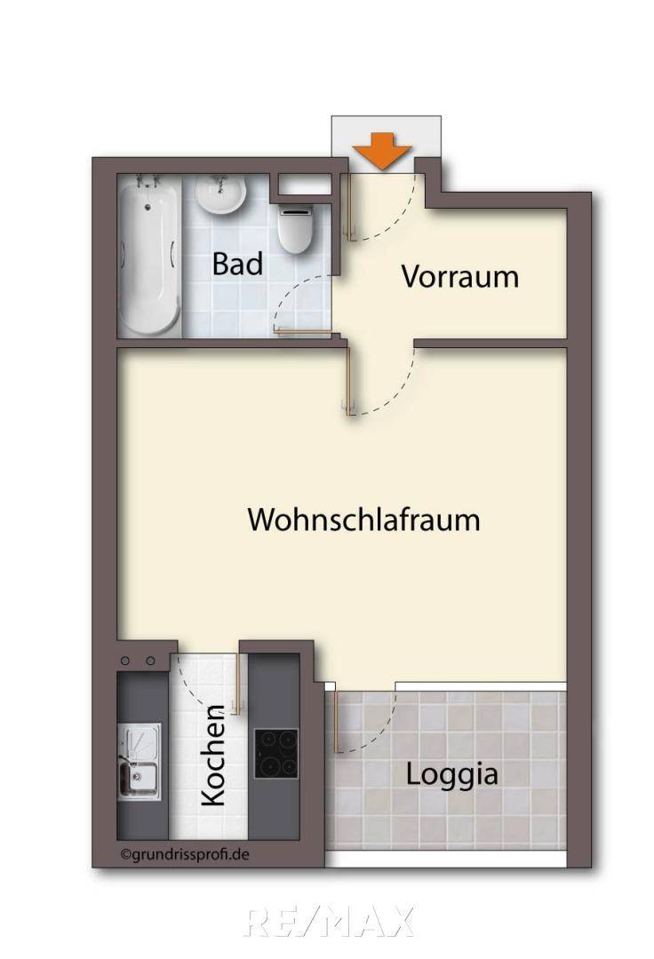 Grundriss unmöbliert als schematische Darstellung