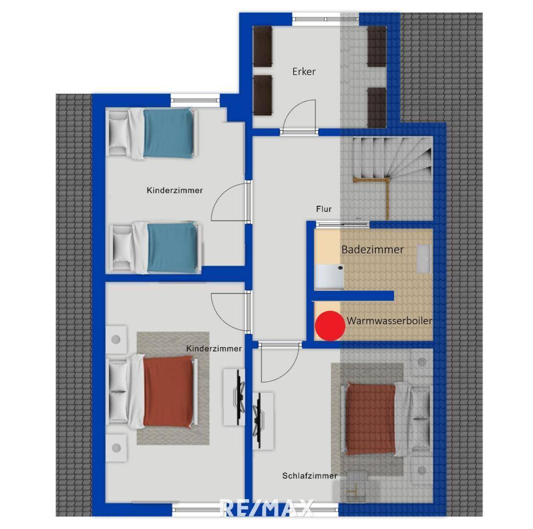 2. OG als schematische Darstellung möbliert