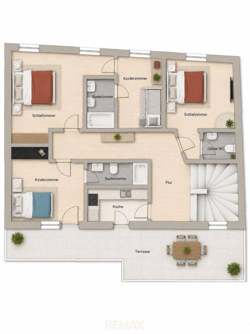 Grundriss Obergeschoss als schematische Darstellung