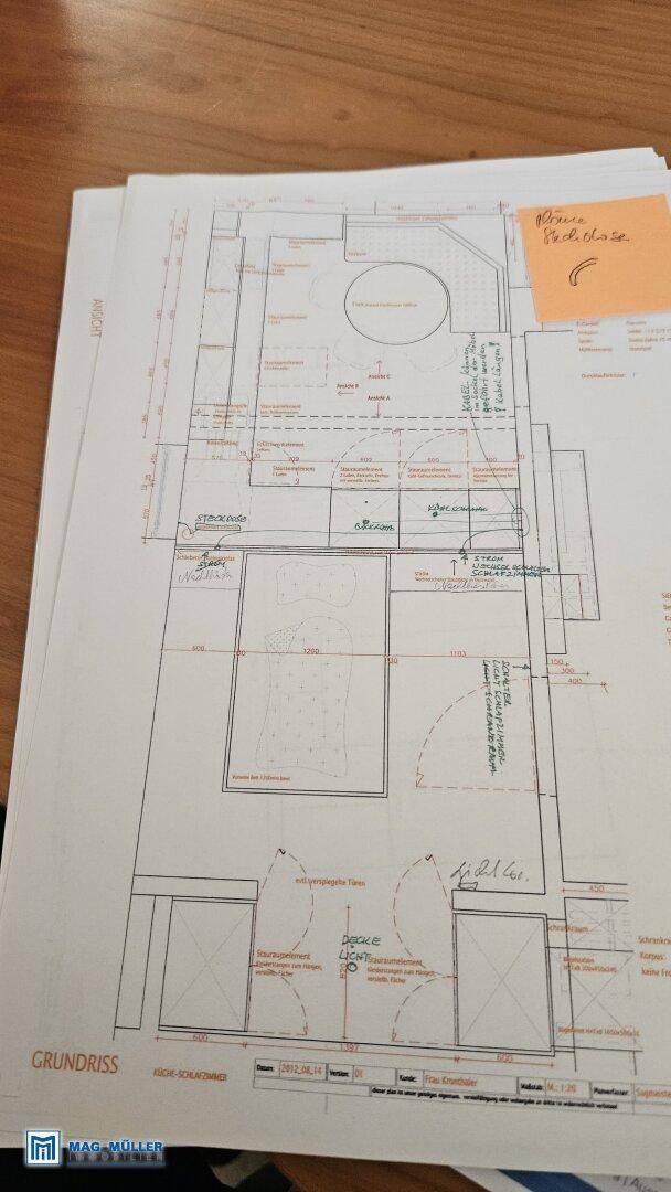 Plan Küche und Schlafzimmer im Datail