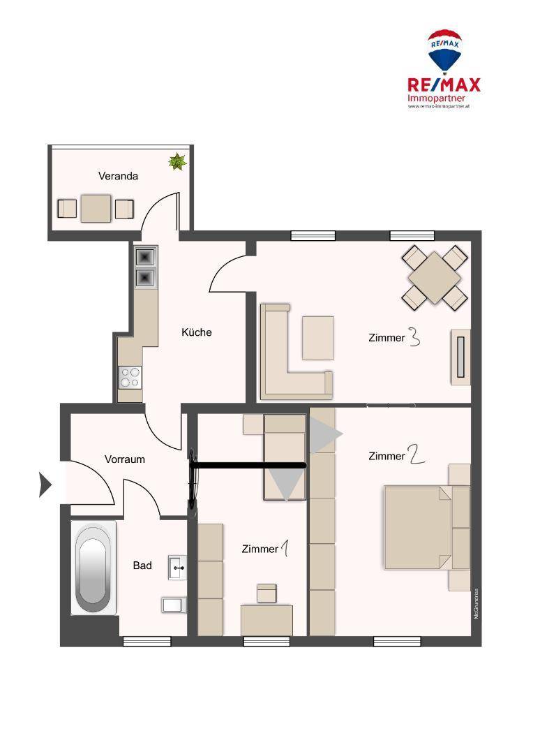 Grundriss Dreiheiligenstraße 8 nach Sanierung