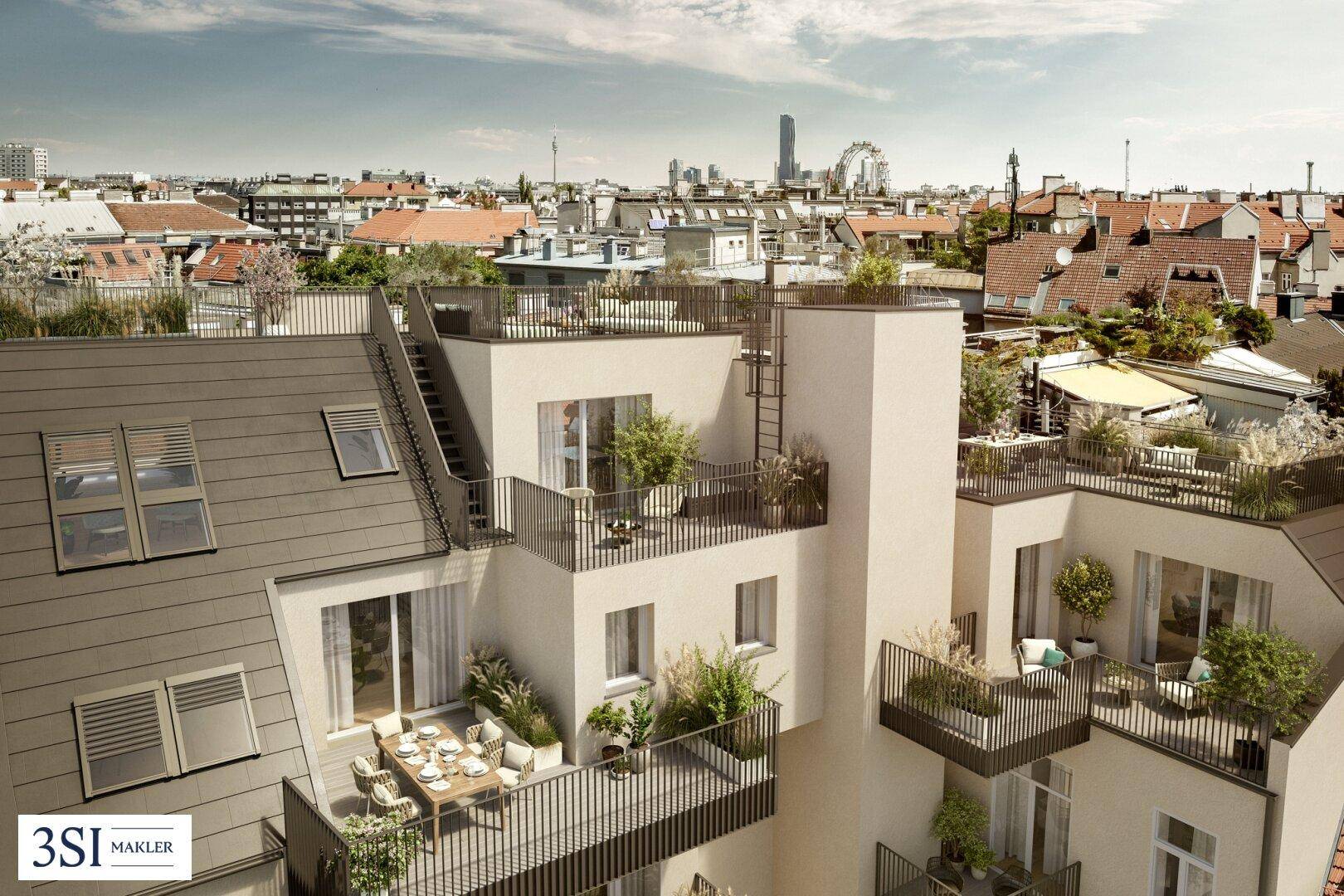 Sonnige Balkone und Terrassen in der Dißlergasse 8