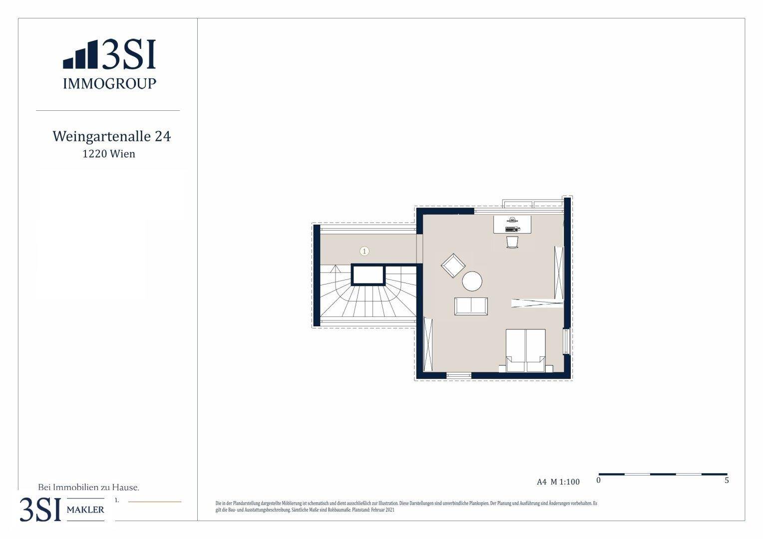 Grundriss des Obergeschosses mit Schlafzimmern und Badezimmer.
