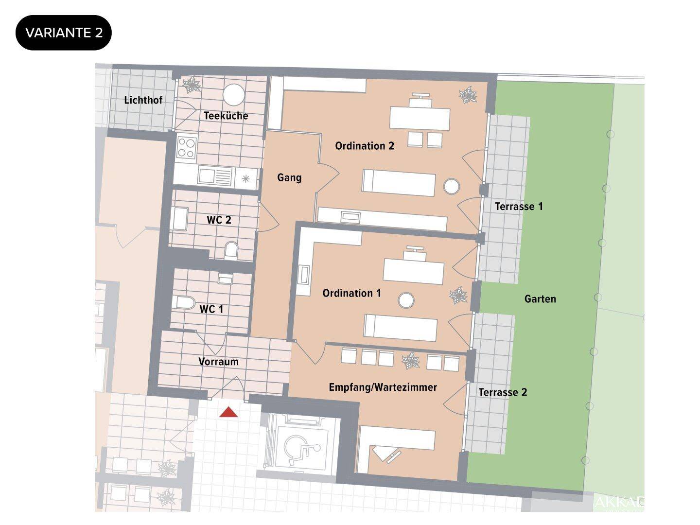 NEUER PREIS // CANAVESE – Gewerbefläche mit Garten &amp; Terrasse | alternative Grundrissvariante für Büro oder Ordination in Liesing – PROVISIONSFREI - Mehr
