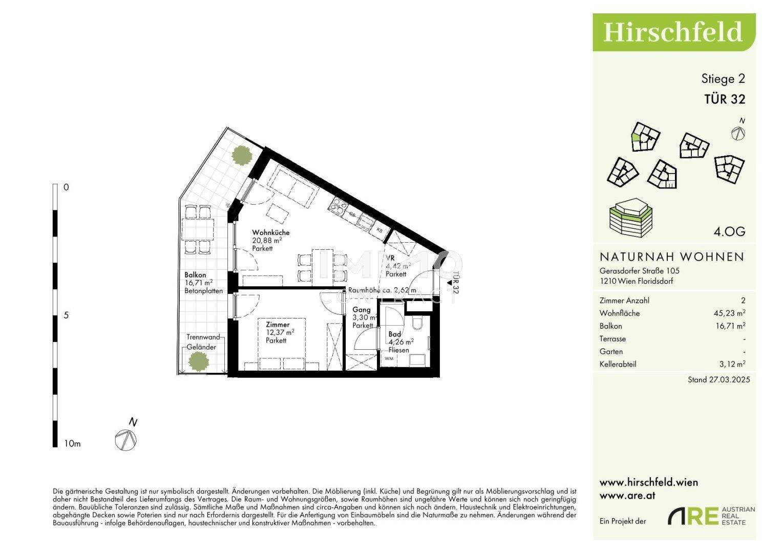 Detaillierter Grundriss einer Wohnung mit Balkon und klarer Raumaufteilung.