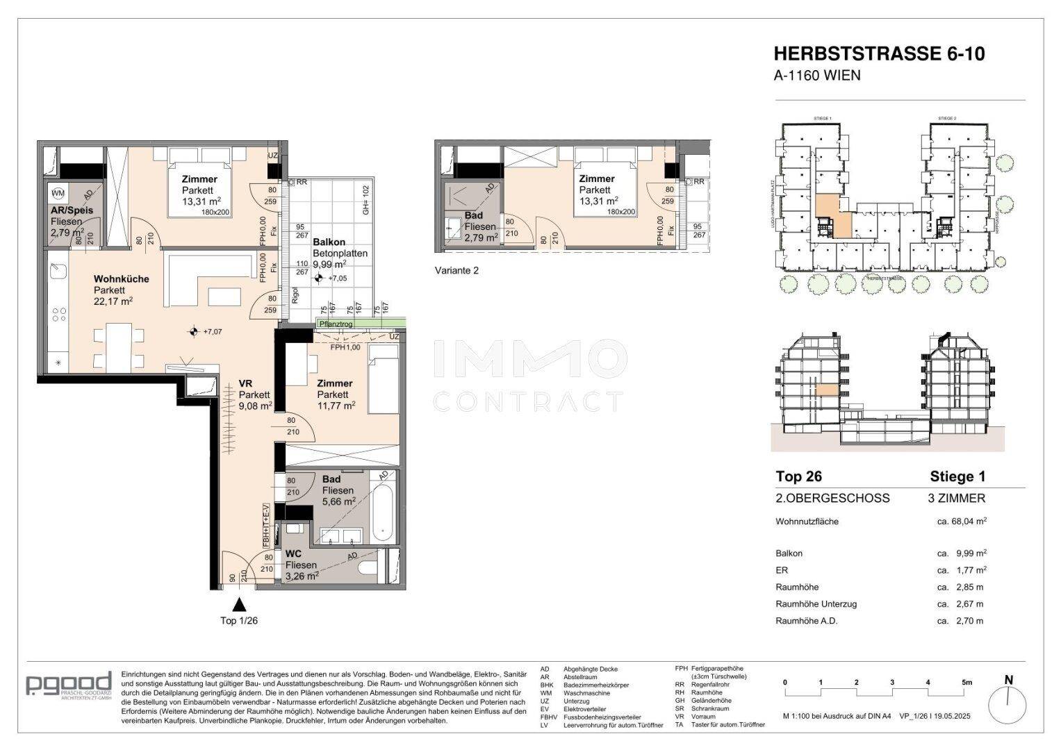 Detaillierter Grundriss einer Wohnung mit Balkon und verschiedenen Raumaufteilungen.