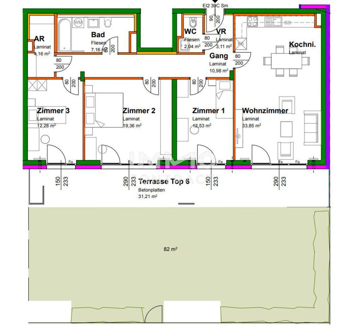 KREMSER WOHNKONZEPT Top6/EG barrierefreie 4Zimmer-Gartenwohnung € 413.140,84 zzgl. 2TG > Gesamtkaufpreis € 448.302,-- - Ansicht 2