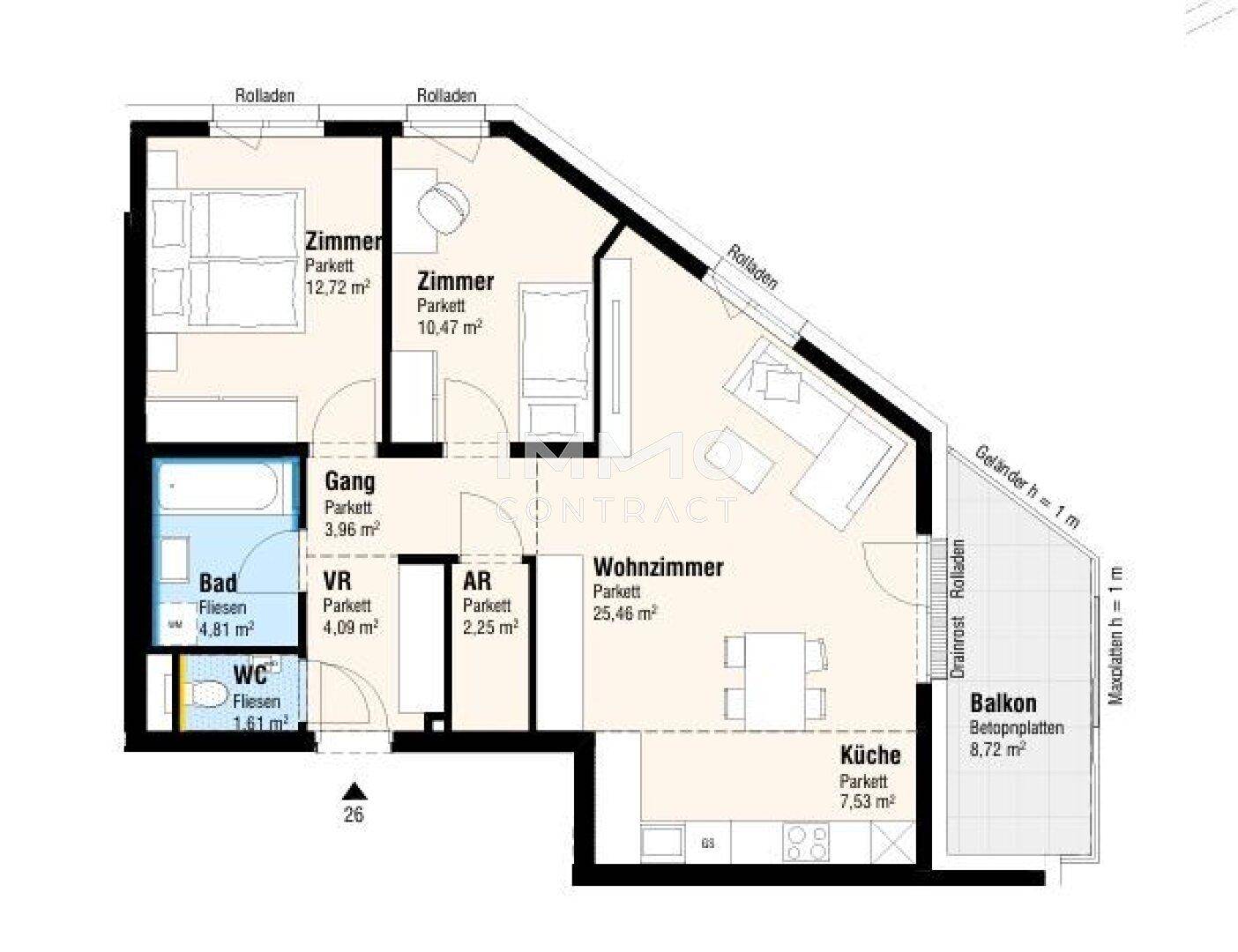 3 Zimmer Neubauwohnung im Grünen - Ansicht 3