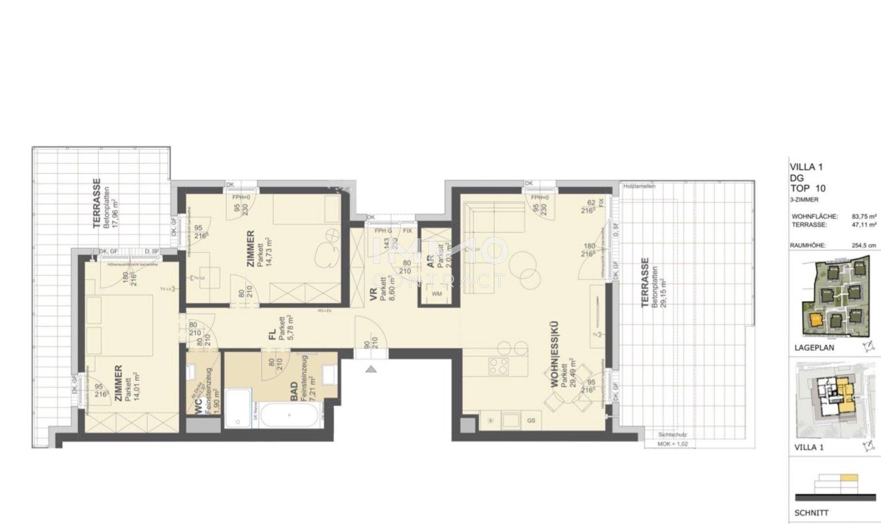 KREMSER WOHNDOMIZIL3Zi- 84qm- Penthouse-Eigentum Lift, Tiefgarage, in beliebter Grünruhelage - Ansicht 2