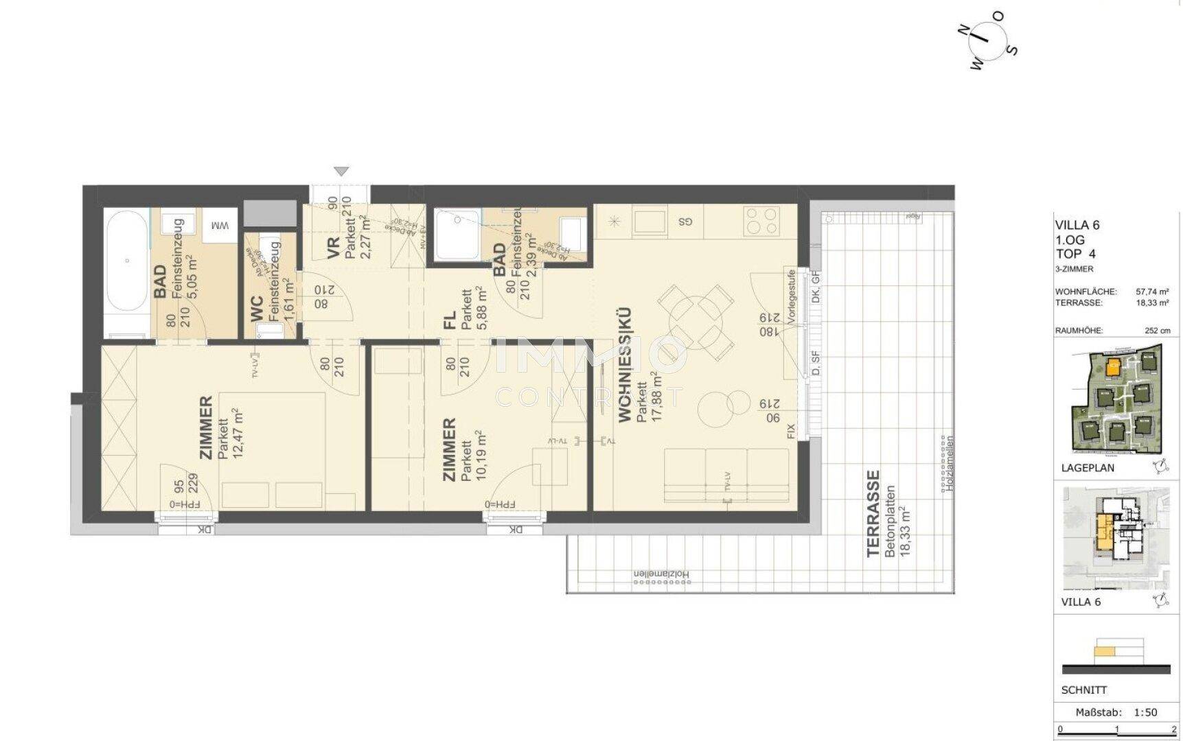 KREMSER WOHNDOMIZIL3Zi- 58qm- Terrassen-Eigentum, 2Bäder, Lift, Tiefgarage, in beliebter Grünruhelage - Ansicht 2