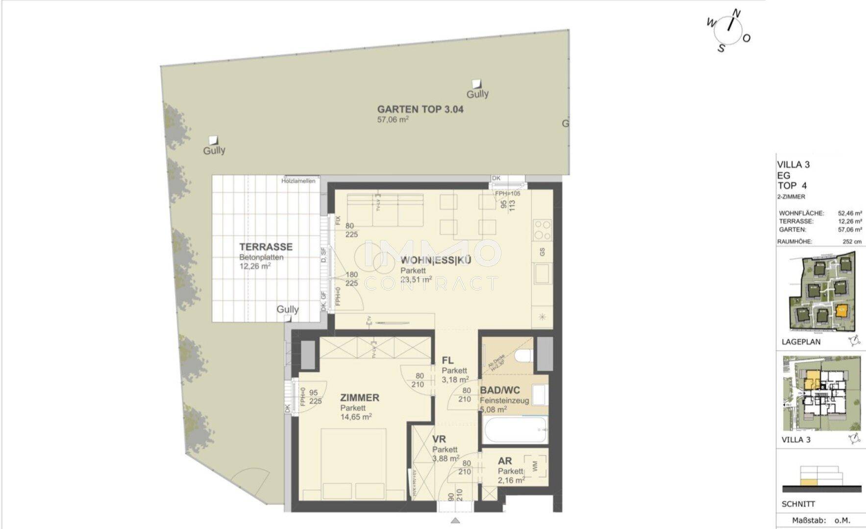 KREMSER WOHNDOMIZIL2Zi- 52qm- Gartenwohnung, Lift, Tiefgarage, in beliebter Grünruhelage - Ansicht 2