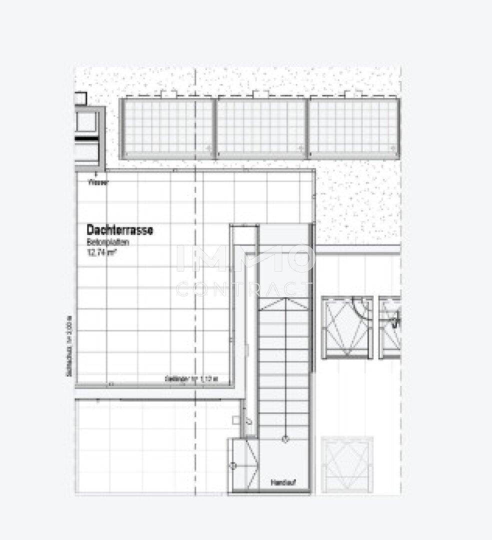Grundriss der Dachterrasse mit großzügiger Fläche für Außenaktivitäten.