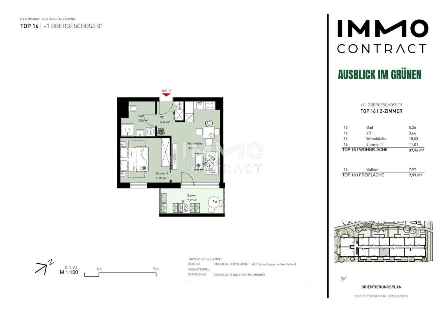 Grundriss einer 2-Zimmer-Wohnung mit Balkon und effizienter Raumaufteilung.