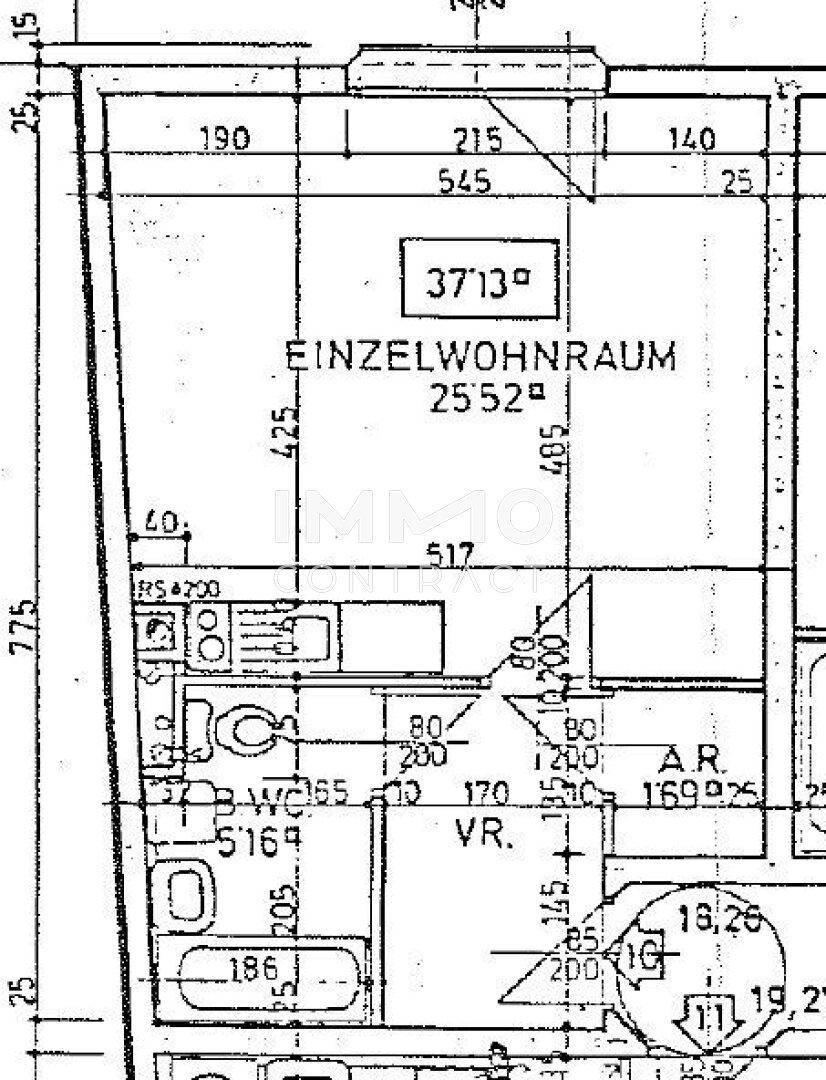 Grundrissplan einer Wohnung mit Raummaßen und Aufteilung des Einzelwohnraums.