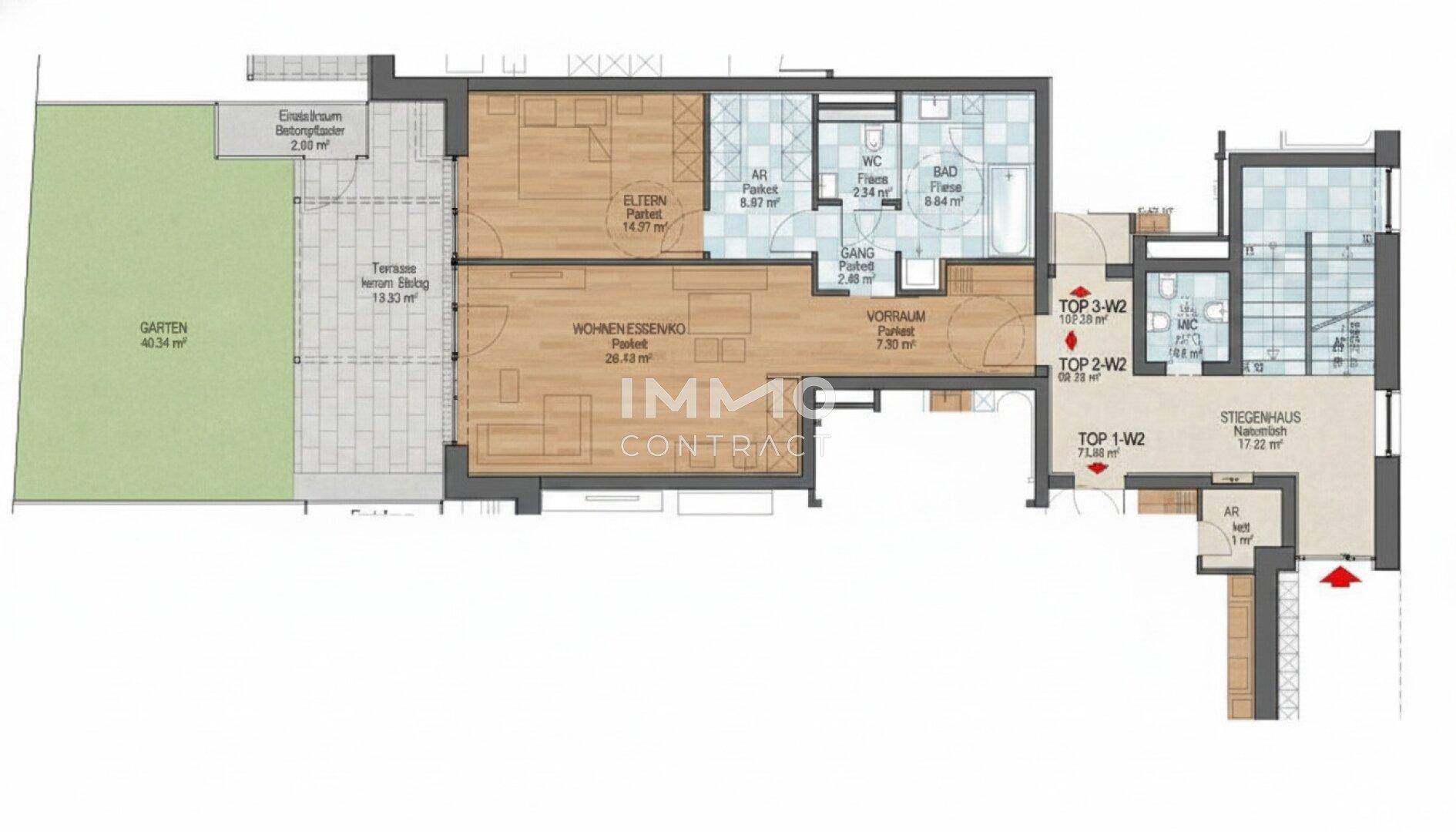 Mehr Als Wohnen ENTFALTEN SIE IHRE WOHNTRÄUME Wohnung WB 2 Top 2 EG 68,74 m² mit Terrasse u. Garten - Ansicht 4