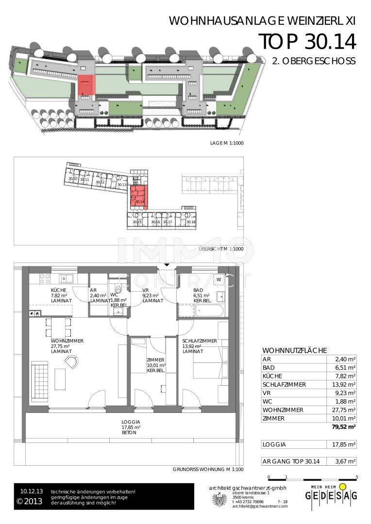 Detaillierter Grundriss der Wohnung mit Raumaufteilung und Flächenangaben im Obergeschoss.