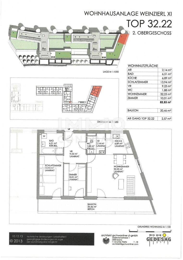 Detaillierter Grundriss der Wohnung mit Raumaufteilung und Balkon.