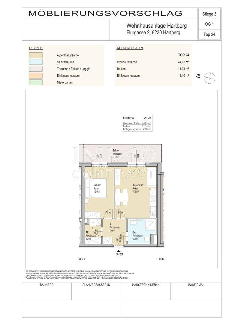 Detaillierter Grundriss einer Wohnung mit Zimmeraufteilung und Flächenangaben.