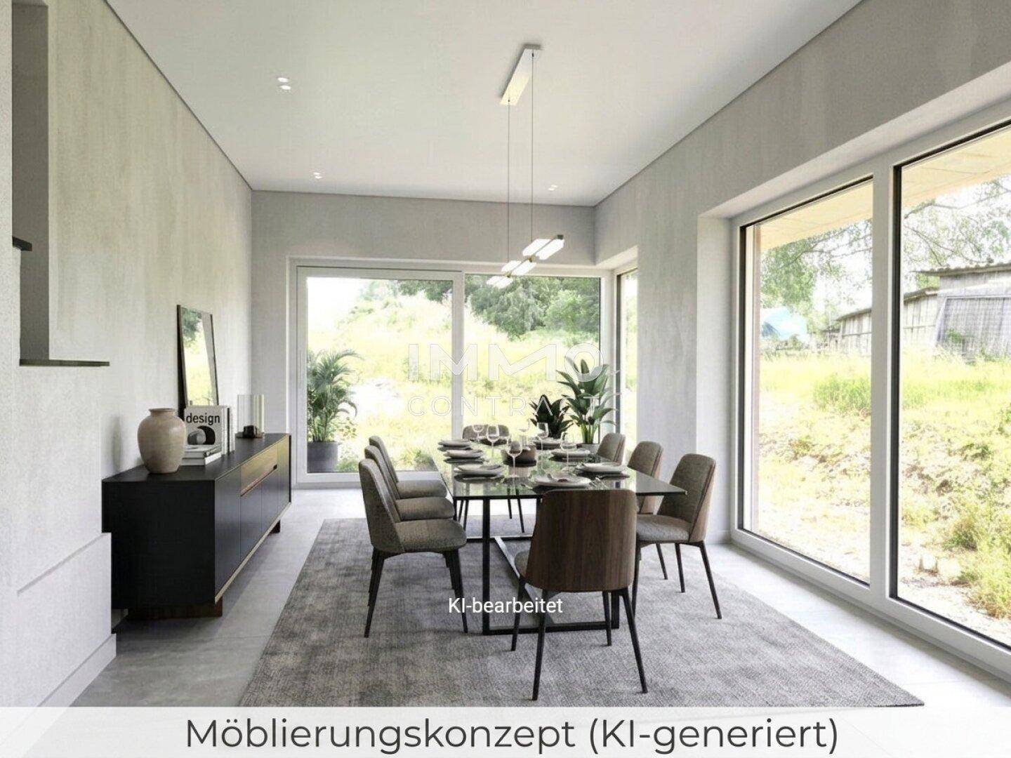 Esszimmer Möblierungskonzept (KI-generiert)