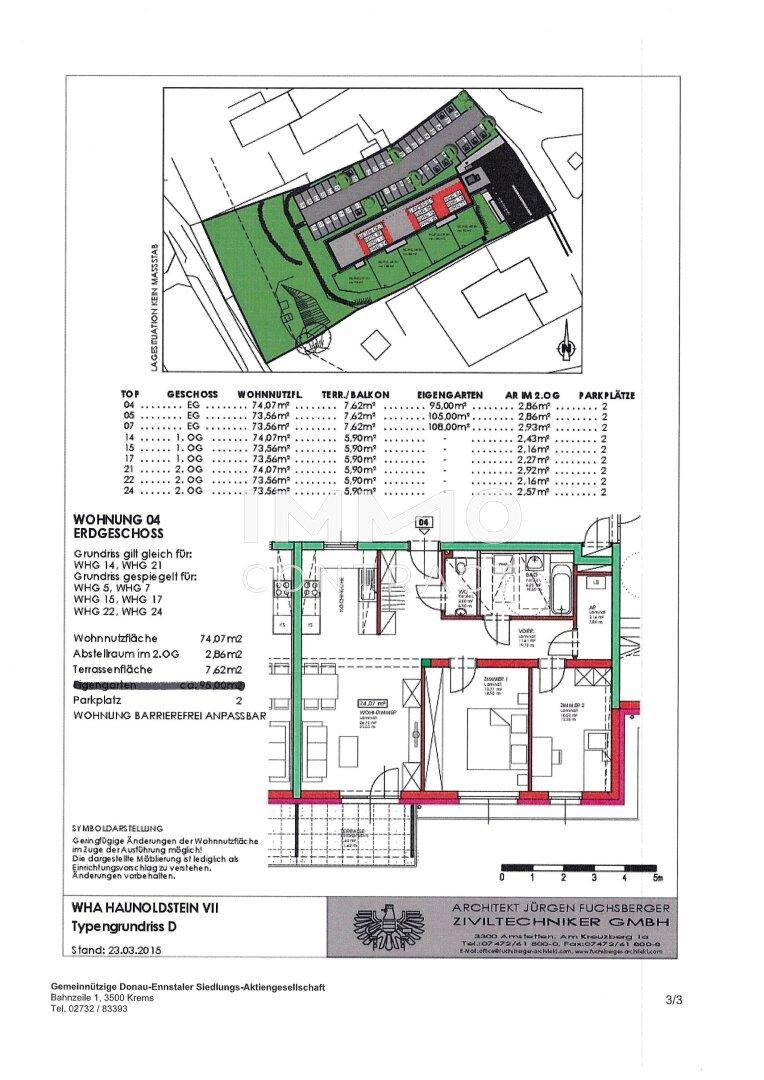 Detaillierter Grundriss einer Wohnung mit Lageplan und Flächenübersicht.