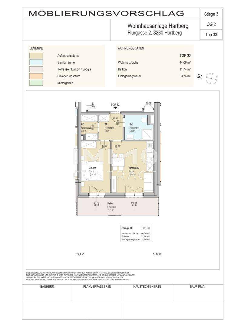 Detaillierter Grundriss der Wohnung mit Raumaufteilung und Balkonzugang.
