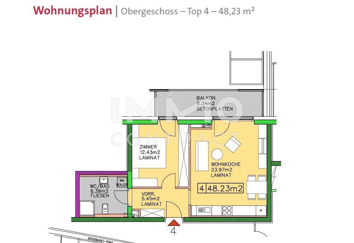 Wohnungsplan Obergeschoss Top4