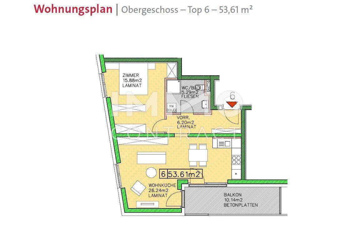 Wohnungsplan Obergeschoss Top6