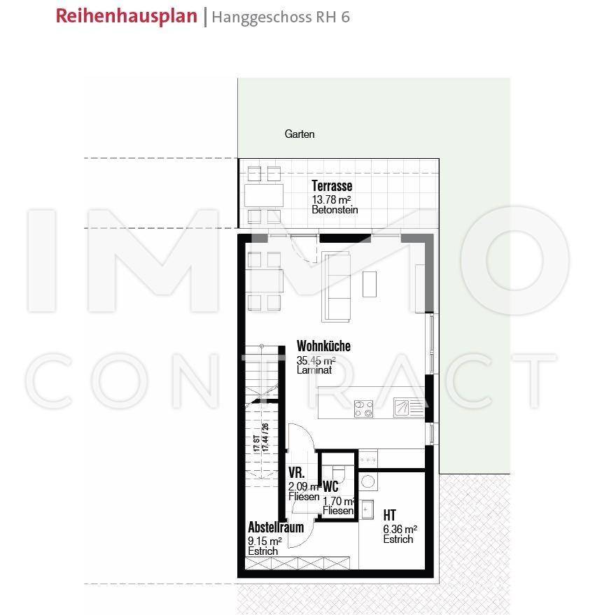 Reihenhausplan Hanggeschoss RH6