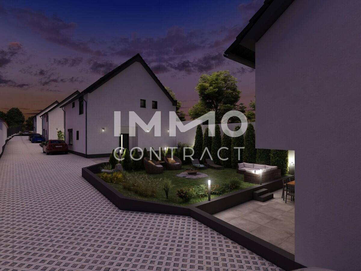 Gartenansicht Haus 1 Dämmerung