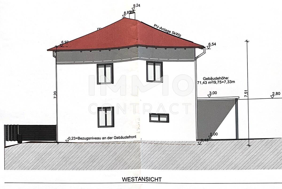 Einreichplan Westansicht