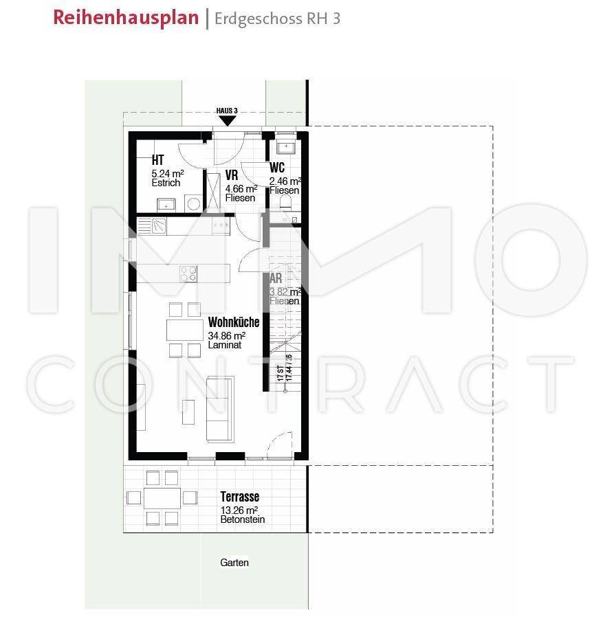 Reihenhausplan Erdgeschoss RH3