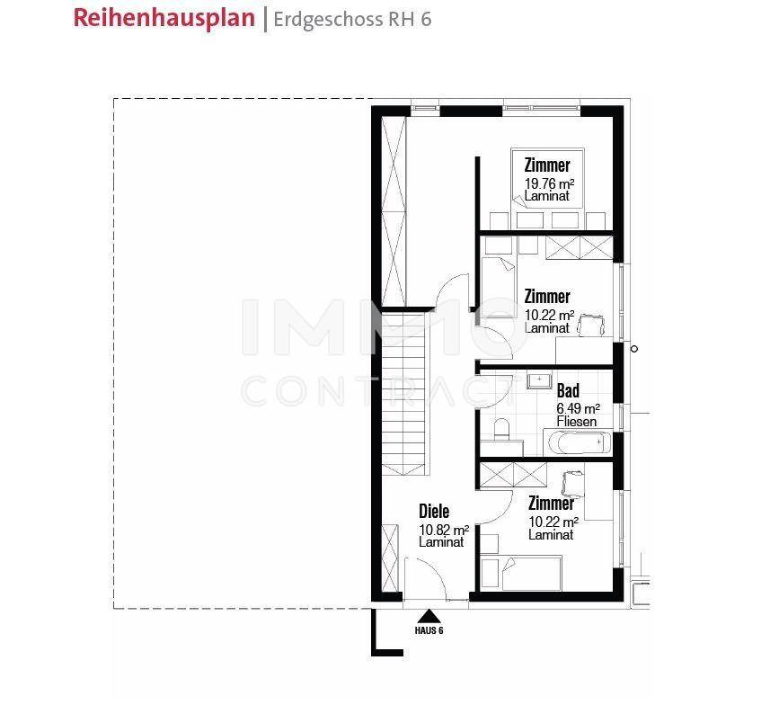 Reihenhausplan Erdgeschoss RH6