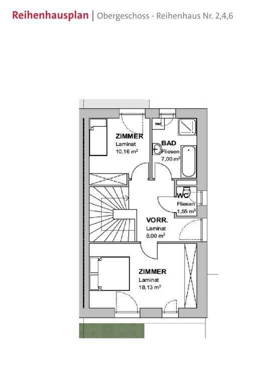 Reihenhaus 2,4,6 - Grundriss OG