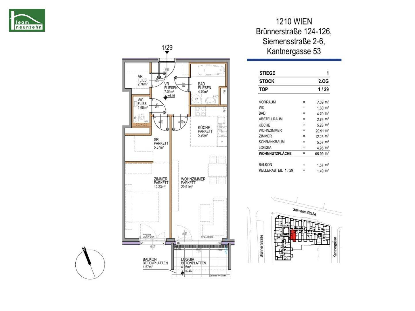 Übersichtlicher Grundriss der Wohnung mit klarer Raumaufteilung und Balkonzugang.
