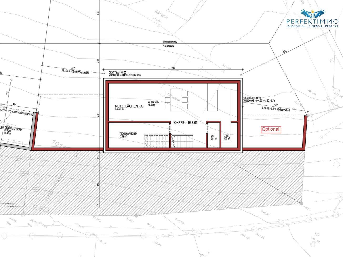 Grundrissplan des Obergeschosses mit optionaler Raumgestaltung und Treppenaufgang.