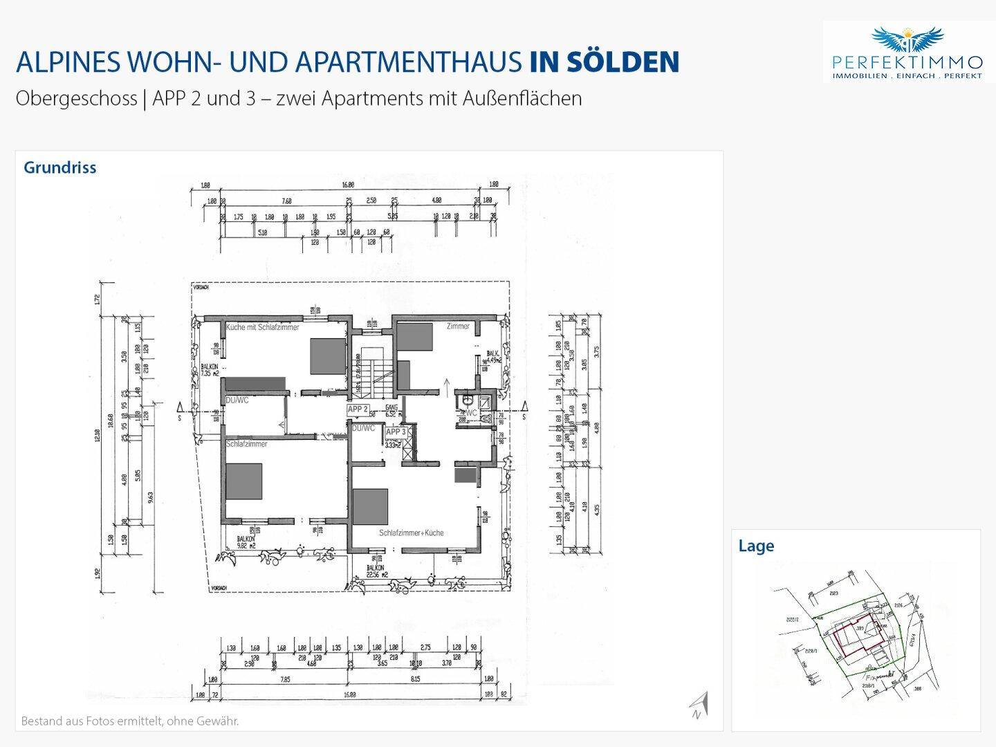 Grundriss des Obergeschosses mit zwei Apartments und Außenflächen für vielfältige Nutzungsmöglichkeiten.