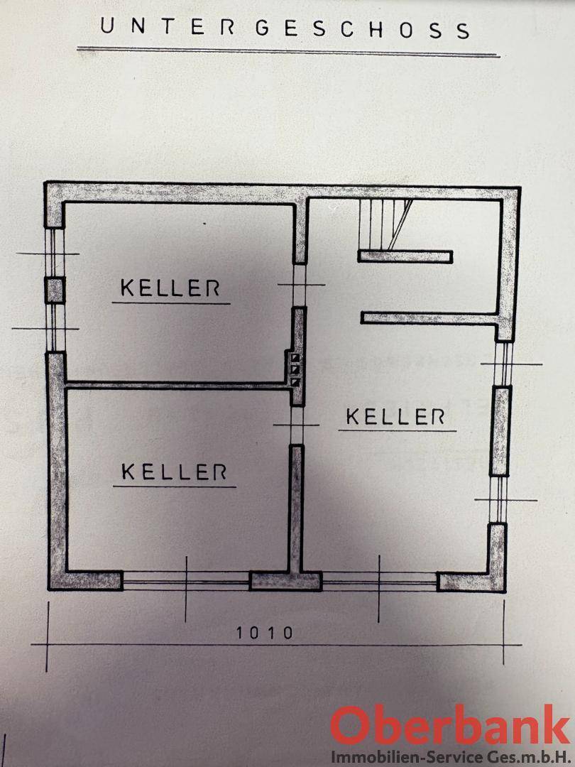 Grundriss des Untergeschosses mit mehreren Kellerräumen für Lagerzwecke.