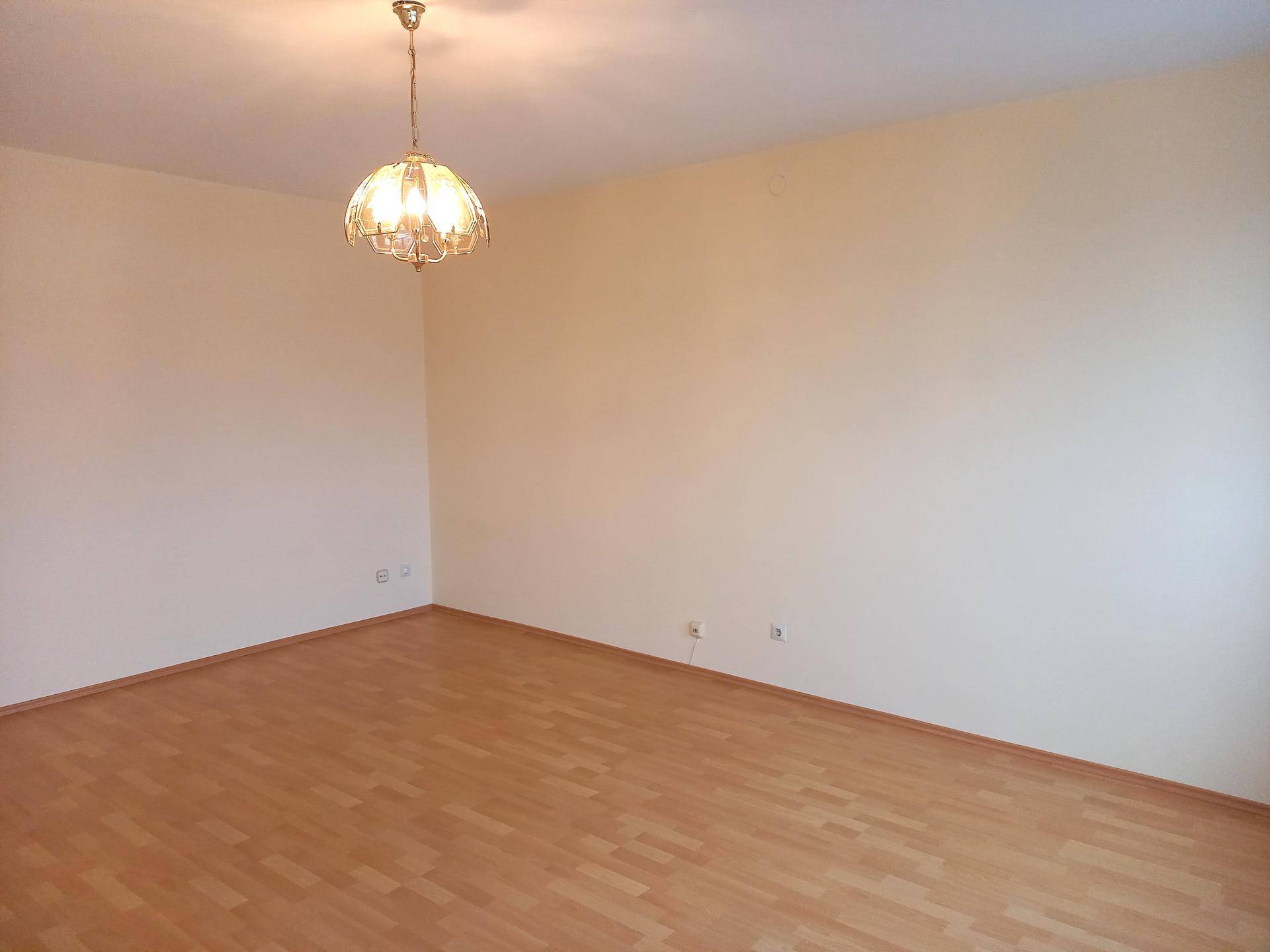 Geräumiger, heller Raum mit Laminatboden und schlichten Wänden, bereit zur individuellen Gestaltung.