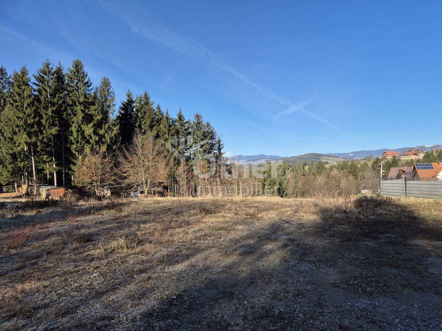 Weitläufiges Grundstück mit Panoramablick auf Wälder, Hügel und entfernte Häuser.