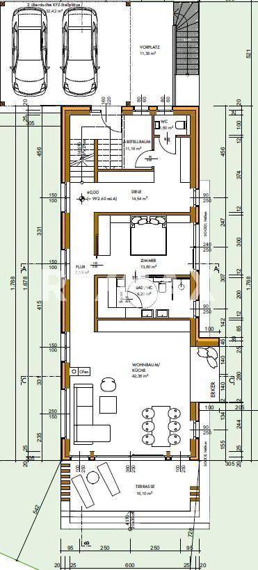 Grundriss EG mit Carports