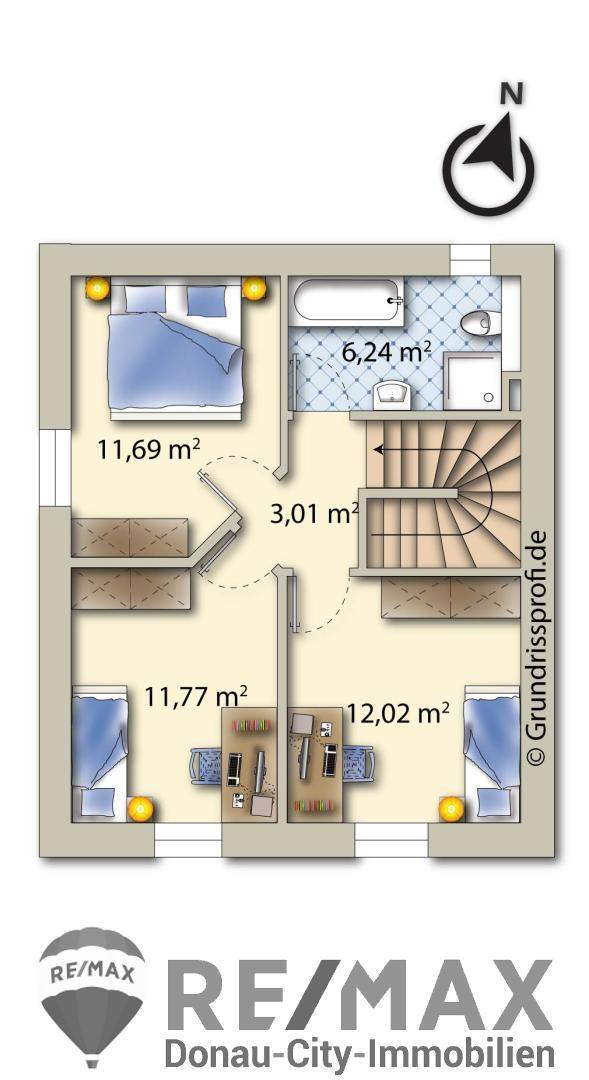 19. OG Grundriss möbliert