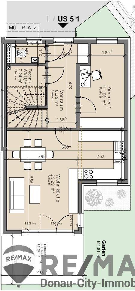 05. Doppelhaushälfte 2301 Mühlleiten Plan EG