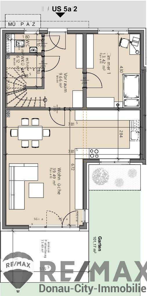 05. Doppelhaushälfte 2301 Mühlleiten Plan EG