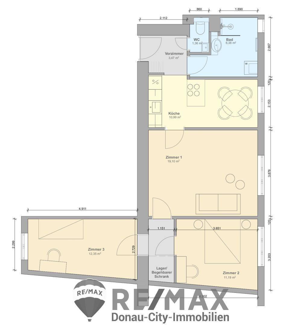 17. Mietwohnung 1080 Wien - Grundriss