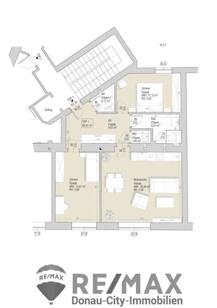 08. Mietwohnung 1100 Wien - Grundriss