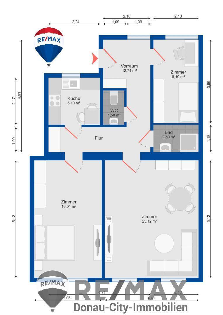 12. Eigentumswohnung 1050 Wien - Grundriss