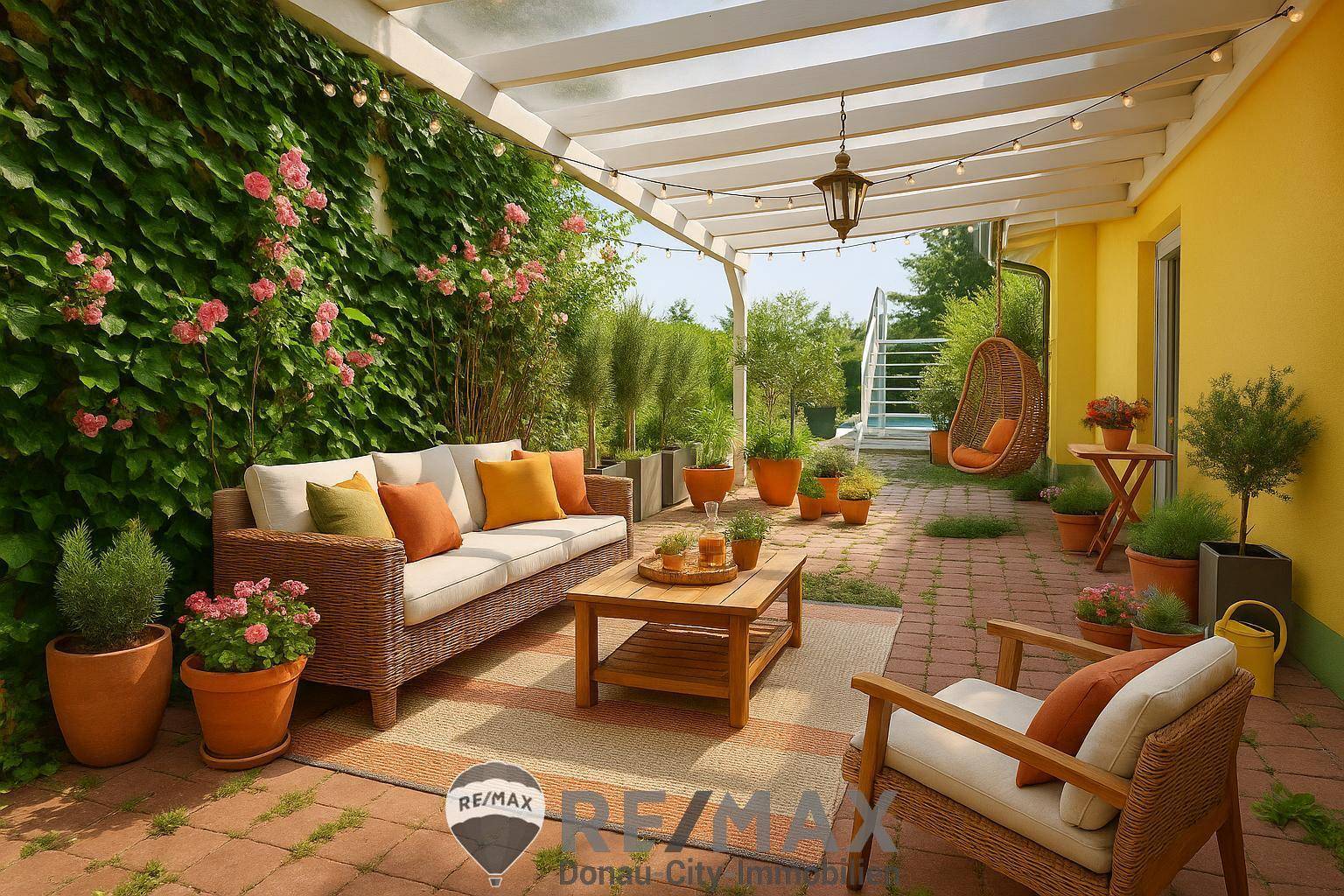 Überdachte Terrasse, Gestaltungsvorschlag