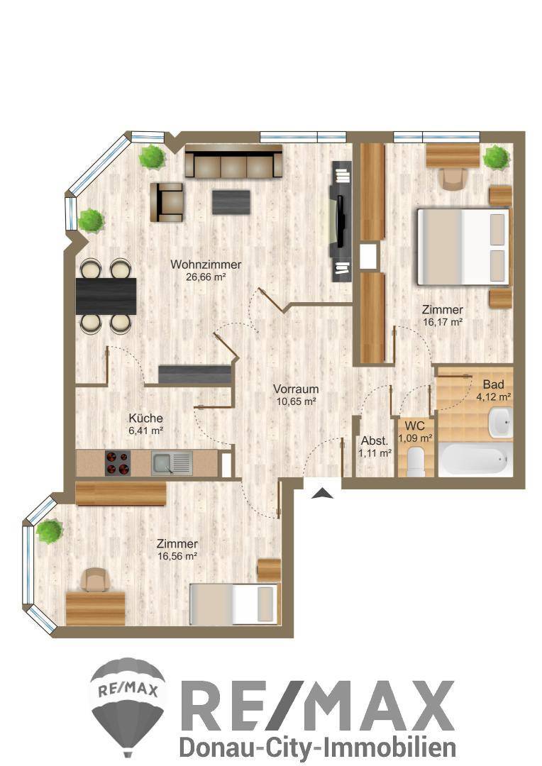 Grundriss 3 Zimmer