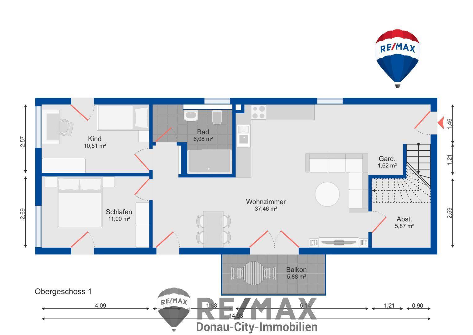 Grundriss OG 3 Zimmer