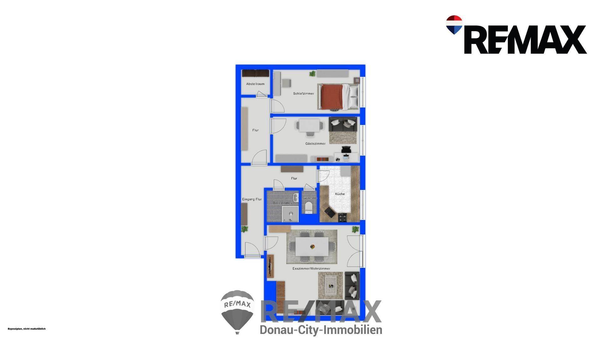 Detaillierter Grundriss einer Wohnung mit mehreren Zimmern und funktionaler Aufteilung.